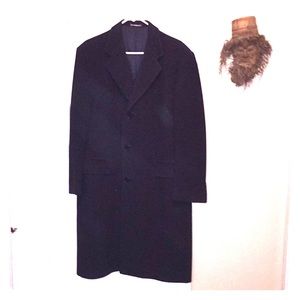 Cashmere and merino men’s coat, navy M